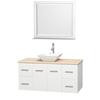 Centra 48 In. Single Vanity in White with Ivory Marble Top with White Porcelain Sink and 36 In. Mirror
