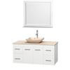 Centra 48 In. Single Vanity in White with Ivory Marble Top with Ivory Sink and 36 In. Mirror