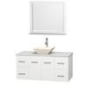Centra 48 In. Single Vanity in White with Solid SurfaceTop with Bone Porcelain Sink and 36 In. Mirror