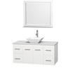 Centra 48 In. Single Vanity in White with Solid SurfaceTop with White Porcelain Sink and 36 In. Mirror