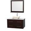 Centra 42 In. Single Vanity in Espresso with White Carrera Top with Bone Porcelain Sink and 36 In. Mirror