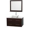 Centra 42 In. Single Vanity in Espresso with White Carrera Top with White Porcelain Sink and 36 In. Mirror