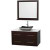 Centra 42 In. Single Vanity in Espresso with White Carrera Top with Black Granite Sink and 36 In. Mirror