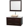 Centra 42 In. Single Vanity in Espresso with White Carrera Top with Ivory Sink and 36 In. Mirror