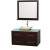 Centra 42 In. Single Vanity in Espresso with Green Glass Top with Ivory Sink and 36 In. Mirror