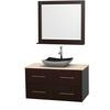 Centra 42 In. Single Vanity in Espresso with Ivory Marble Top with Black Granite Sink and 36 In. Mirror