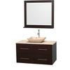 Centra 42 In. Single Vanity in Espresso with Ivory Marble Top with Ivory Sink and 36 In. Mirror
