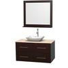 Centra 42 In. Single Vanity in Espresso with Ivory Marble Top with White Carrera Sink and 36 In. Mirror