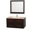 Centra 42 In. Single Vanity in Espresso with Ivory Marble Top with Square Sink and 36 In. Mirror