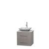 Centra 24 In. Single Vanity in Gray Oak with Solid SurfaceTop with White Carrera Sink and No Mirror