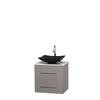 Centra 24 In. Single Vanity in Gray Oak with Solid SurfaceTop with Black Granite Sink and No Mirror