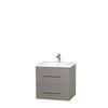 Centra 24 In. Single Vanity in Gray Oak with Solid SurfaceTop with Square Sink and No Mirror