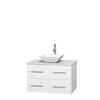 Centra 36 In. Single Vanity in White with Solid SurfaceTop with White Porcelain Sink and No Mirror