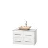 Centra 36 In. Single Vanity in White with Solid SurfaceTop with Ivory Sink and No Mirror