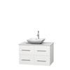Centra 36 In. Single Vanity in White with Solid SurfaceTop with White Carrera Sink and No Mirror