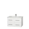 Centra 36 In. Single Vanity in White with Solid SurfaceTop with Square Sink and No Mirror