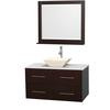 Centra 42 In. Single Vanity in Espresso with Solid SurfaceTop with Bone Porcelain Sink and 36 In. Mirror