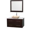 Centra 42 In. Single Vanity in Espresso with Solid SurfaceTop with Ivory Sink and 36 In. Mirror