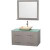 Centra 42 In. Single Vanity in Gray Oak with Green Glass Top with Ivory Sink and 36 In. Mirror