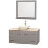 Centra 48 In. Single Vanity in Gray Oak with Ivory Marble Top with Bone Porcelain Sink and 36 In. Mirror