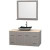 Centra 48 In. Single Vanity in Gray Oak with Ivory Marble Top with Black Granite Sink and 36 In. Mirror