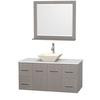 Centra 48 In. Single Vanity in Gray Oak with Solid SurfaceTop with Bone Porcelain Sink and 36 In. Mirror
