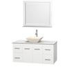 Centra 48 In. Single Vanity in White with White Carrera Top with Bone Porcelain Sink and 36 In. Mirror