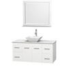 Centra 48 In. Single Vanity in White with White Carrera Top with White Porcelain Sink and 36 In. Mirror