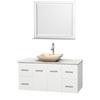 Centra 48 In. Single Vanity in White with White Carrera Top with Ivory Sink and 36 In. Mirror