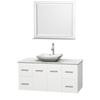 Centra 48 In. Single Vanity in White with White Carrera Top with White Carrera Sink and 36 In. Mirror