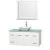 Centra 48 In. Single Vanity in White with Green Glass Top with White Porcelain Sink and 36 In. Mirror