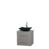 Centra 24 In. Single Vanity in Gray Oak with Green Glass Top with Black Granite Sink and No Mirror