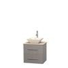 Centra 24 In. Single Vanity in Gray Oak with Ivory Marble Top with Bone Porcelain Sink and No Mirror