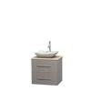Centra 24 In. Single Vanity in Gray Oak with Ivory Marble Top with White Carrera Sink and No Mirror