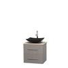 Centra 24 In. Single Vanity in Gray Oak with Ivory Marble Top with Black Granite Sink and No Mirror