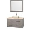 Centra 42 In. Single Vanity in Gray Oak with Ivory Marble Top with Bone Porcelain Sink and 36 In. Mirror