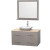 Centra 42 In. Single Vanity in Gray Oak with Ivory Marble Top with White Carrera Sink and 36 In. Mirror