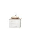 Centra 30 In. Single Vanity in White with Ivory Marble Top with Ivory Sink and No Mirror