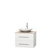 Centra 30 In. Single Vanity in White with Ivory Marble Top with White Carrera Sink and No Mirror