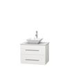 Centra 30 In. Single Vanity in White with Solid SurfaceTop with White Porcelain Sink and No Mirror