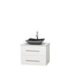 Centra 30 In. Single Vanity in White with Solid SurfaceTop with Black Granite Sink and No Mirror