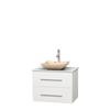 Centra 30 In. Single Vanity in White with Solid SurfaceTop with Ivory Sink and No Mirror