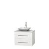 Centra 30 In. Single Vanity in White with Solid SurfaceTop with White Carrera Sink and No Mirror