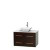 Centra 36 In. Single Vanity in Espresso with White Carrera Top with White Porcelain Sink and No Mirror