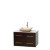 Centra 36 In. Single Vanity in Espresso with White Carrera Top with Ivory Sink and No Mirror
