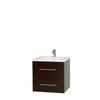Centra 24 In. Single Vanity in Espresso with Solid SurfaceTop with Square Sink and No Mirror