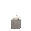 Centra 24 In. Single Vanity in Gray Oak with White Carrera Top with Bone Porcelain Sink and No Mirror