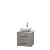 Centra 24 In. Single Vanity in Gray Oak with White Carrera Top with White Porcelain Sink and No Mirror