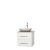 Centra 24 In. Single Vanity in White with Ivory Marble Top with White Carrera Sink and No Mirror