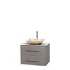 Centra 30 In. Single Vanity in Gray Oak with Solid SurfaceTop with Ivory Sink and No Mirror